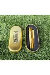 Kişiye Özel Isim Baskılı Clipper Metal Çakmak, Kutulu Metal Çakmak, Gold Clipper Çakmak