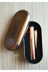 Kişiye Özel  Rose Gold Parlak Taşlı Metal Clipper  Çakmak