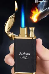 Kişiye Özel Isim Baskılı Ejderha Çakmak, Turbo Ve Klasik Özellikli Çakmak, Hediye Isimli Gold Çakmak