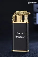 Kişiye Özel Isim Baskılı Ejderha Çakmak, Turbo Ve Klasik Özellikli Çakmak, Hediye Isimli Gold Çakmak