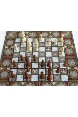 Tavla Satranç Ve Dama Seti 50''50 Muhteşem Ahşap Sedef Tavla Büyük, Ahşap Pullu Tavla , Ahşap Satranç
