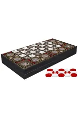 Tavla Satranç Ve Dama Seti 50''50 Muhteşem Ahşap Sedef Tavla Büyük, Ahşap Pullu Tavla , Ahşap Satranç