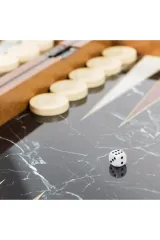 Kişiye Özel Siyah Mermer Motifli Tavla, Ahşap Tavla, Cilalı Lüx Kaliteli Tavla