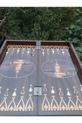 Kişiye Özel Ahşap Satranç Tavla Seti, Ahşap Figürlü Satranç Takımı, üç Oyun Bir Arada , Tavla Satranç  Dama