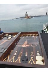 Kişiye Özel Ahşap Satranç Tavla Seti, Ahşap Figürlü Satranç Takımı, üç Oyun Bir Arada , Tavla Satranç  Dama