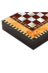 Ahşap Pullu Polyester Tavla Satranç Dama Full Ahşap Büyük Boy Premium Lüx Tavla Özel Hediyelik Tavla