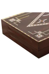 Osmanlı Desen Tavla, Kişiye Özel Hediyelik, Ahşap, Kalın Kasalı, Lüx, Cilalı Tavla