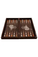 Osmanlı Desen Tavla, Kişiye Özel Hediyelik, Ahşap, Kalın Kasalı, Lüx, Cilalı Tavla