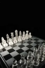 Cam Satranç Takımı Lüx Model Dekoratif Hediyelik, Cam Dekor, Salon Ev, Ofis Iş Dekor.