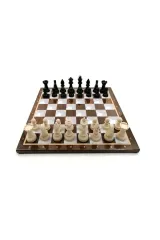 Parlak Sedef Satranç Takımı Ve Plastik Satranç Taşları (38x38cm Sehpa)