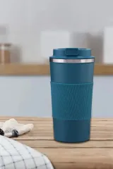 Kişiye Özel Petrol Yeşili Termos Bardak 500ml, Kaydırmaz Taban, Çay Kahve Termosu, Araç Kupa Termos