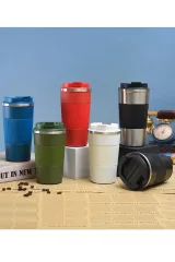 Kişiye Özel Petrol Yeşili Termos Bardak 500ml, Kaydırmaz Taban, Çay Kahve Termosu, Araç Kupa Termos