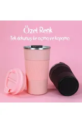 Kişiye Özel Isim Baskılı 500 ml Termos Mug Kupa, Çay Kahve Termos, Paslanmaz Çelik Araç Içi pembe Termos