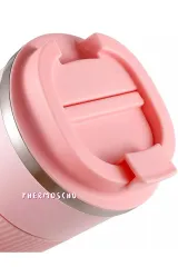 Kişiye Özel Isim Baskılı 500 ml Termos Mug Kupa, Çay Kahve Termos, Paslanmaz Çelik Araç Içi pembe Termos