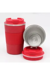Kişiye Özel Isim Baskılı 500 ml Katmanlı Paslanmaz Çelik Termos Bardak Mug Araç Kahve Çay Termos kırmızı termos