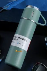 Kişiye Özel Isimli 500 ml Paslanmaz Çelik Bardaklı Termos, Çay Kahve Termos, Seyahat Araç Termos