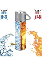 Kişiye Özel Isimli 500 ml Paslanmaz Çelik Bardaklı Termos, Çay Kahve Termos, Seyahat Araç Termos