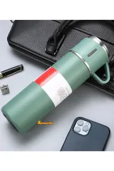 Kişiye Özel Isimli 500 ml Paslanmaz Çelik Bardaklı Termos, Çay Kahve Termos, Seyahat Araç Termos