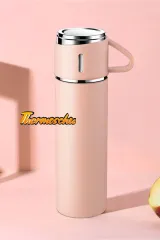Kişiye Özel Isimli 500 ml Paslanmaz Çelik Bardaklı Pembe Termos, Çay Kahve Termos,piknik Kamp Ofis Termos