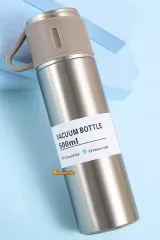 500 Ml Paslanmaz Çelik Bardaklı Termos, Çay Kahve Termos, Piknik Kamp Seyahat Termos, Ofis Termos