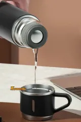 Kişiye Özel Isimli 500 ml Paslanmaz Çelik Bardaklı Termos, Çay Kahve Termos,piknik Kamp Ofis Termos