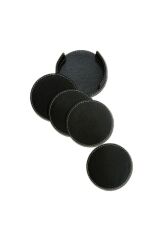 KİŞİYE ÖZEL Suni Deri Bardak Altlığı Çay Kahve Içecek Altlığı SİYAH MASA BARDAK ALTLIĞI