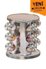 Anneler Günü Için 3 Katlı 12'li 360 Derece Dönebilen Cam Tuz Ve Baharatlık Seti