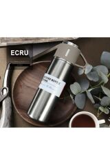 Paslanmaz Çelik Termos Silver Renk 3 Bardaklı Termos Seti Vakumlu Termos Set