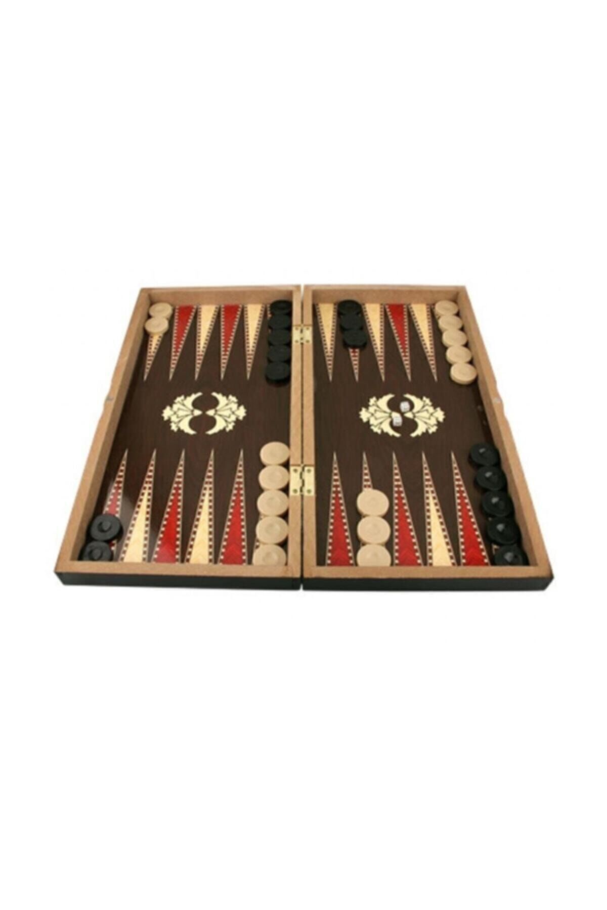 Sedef Kaplama Tavla - Satranç Büyük Boy Ahşap Pullu Tavla Satranç Dama 3 Ü Bir Arada