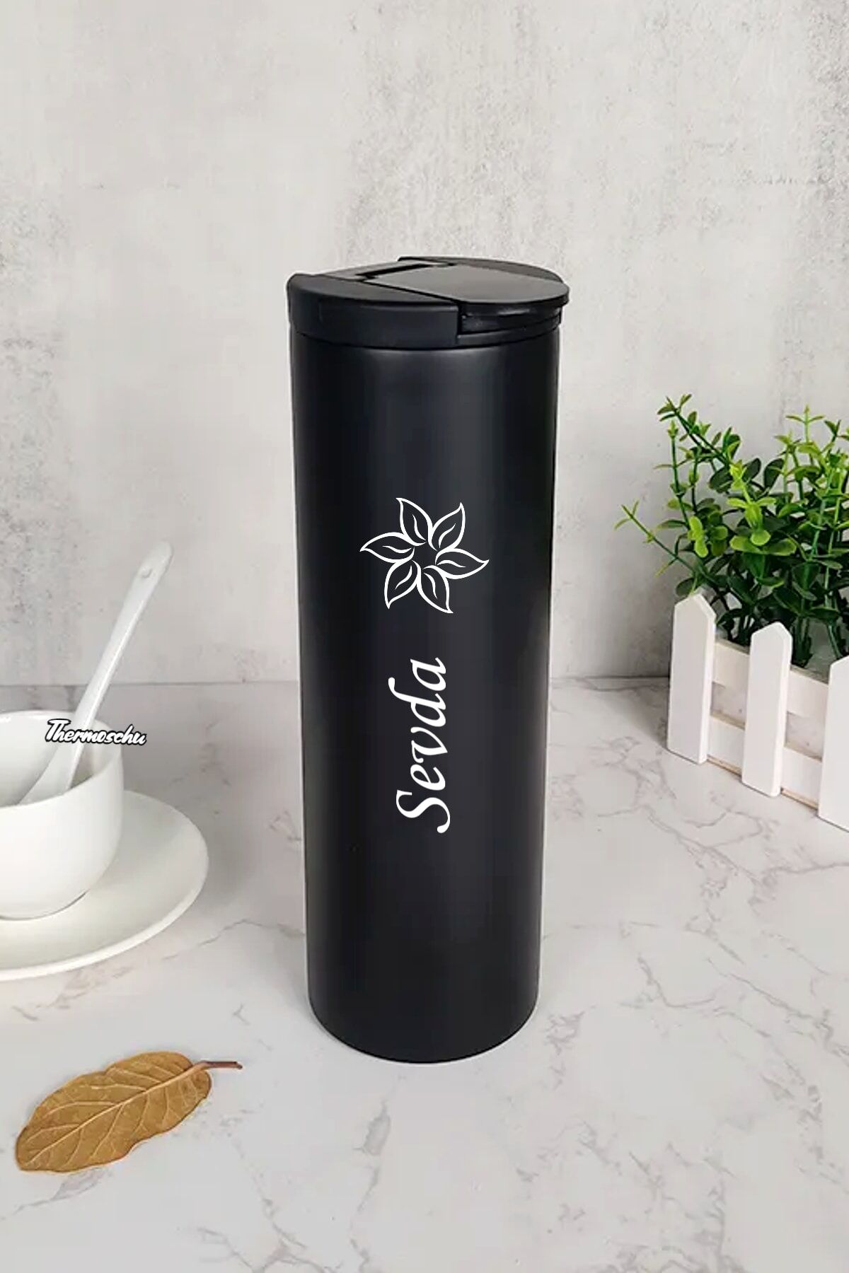 Kişiye Özel Isimli 500 Ml Paslanmaz Çelik Bardaklı Termos, Çay Kahve Termos, Seyahat Araç Termos