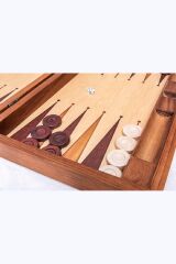 Helena Wood Art Tuana Büyük Ceviz Tavla - Ahşap Satranç Tavla Dama 3 Oyun Bir Arada