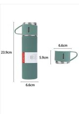 Kişiye Özel Isimli Paslanmaz Çelik Termos 3 Bardak Yeşil Renk Çanta Hediyeli