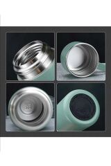 Kişiye Özel Isimli Paslanmaz Çelik Termos 3 Bardak Yeşil Renk Çanta Hediyeli