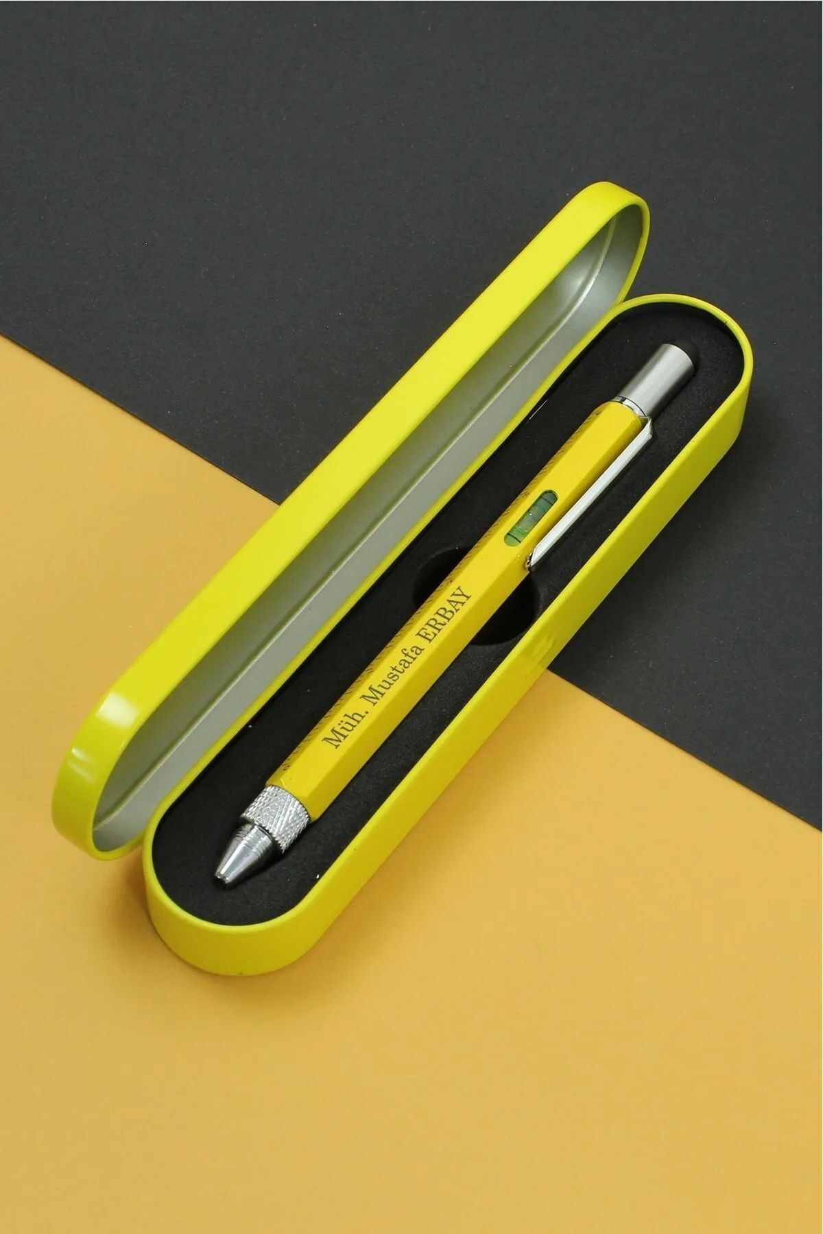 Mühendis Kalemi , Mimar Kalemi , Kişiye Özel Kalem, Su Terazili Kalem SARI RENK KALEM