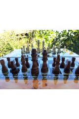 Ahşap Pullu Polyester Tavla Satranç Dama Full Ahşap