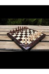 Ahşap Satranç Tavla Büyük Boy, Ahşap Satranç, Ahşap Tavla, Cilalı Vernikli Tavla