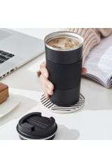Paslanmaz 304 Çelik Termos 500 ml Kaydırmaz Bardak Mug Kupa Karışık Renk
