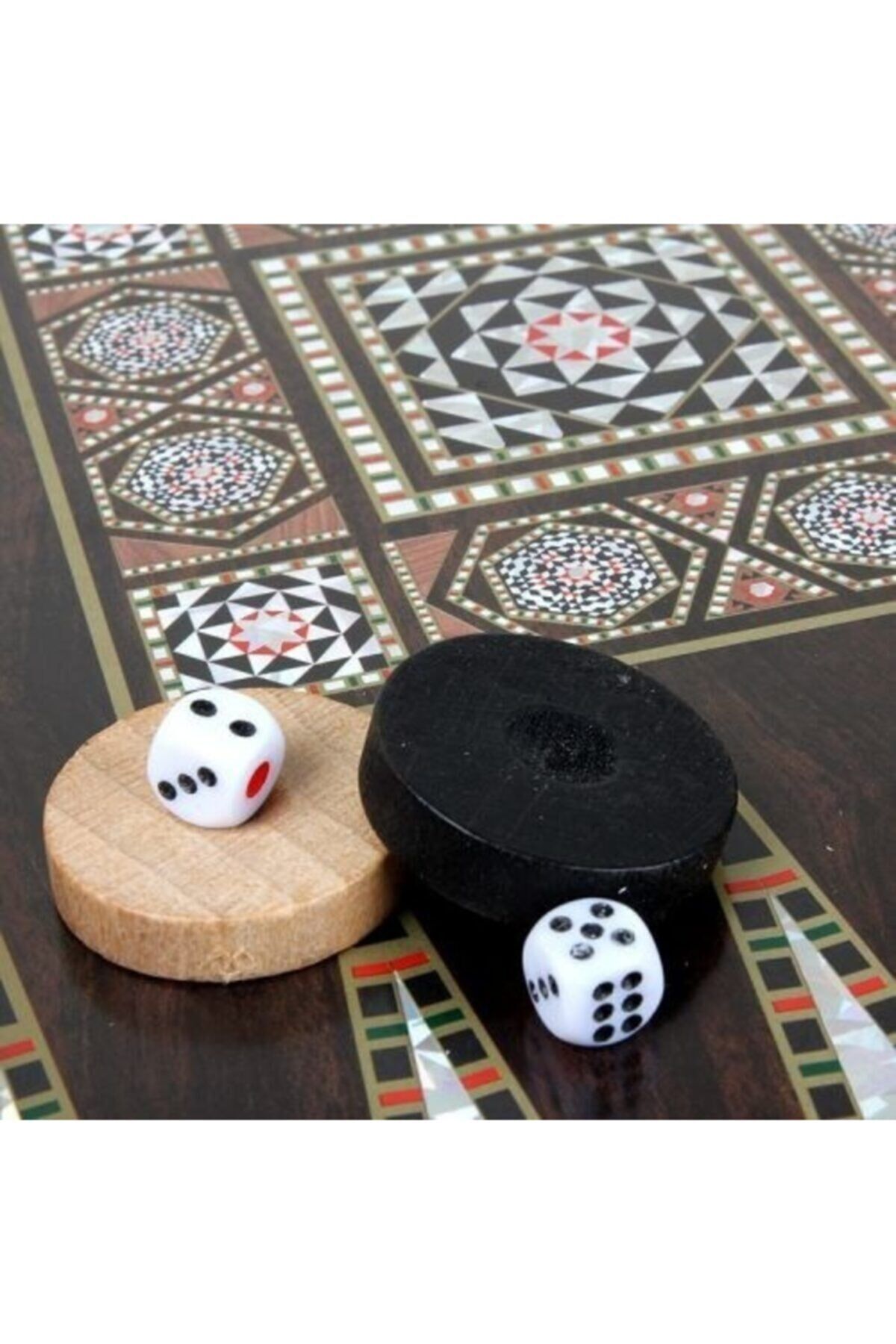 Masif Sedef Desen Tavla Ahşap Pullu Tavla