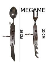 kişiye özel Ortadan Ayrılabilir Çok Amaçlı  Çatal Kaşık Bıçak Kiti Çakı Seti