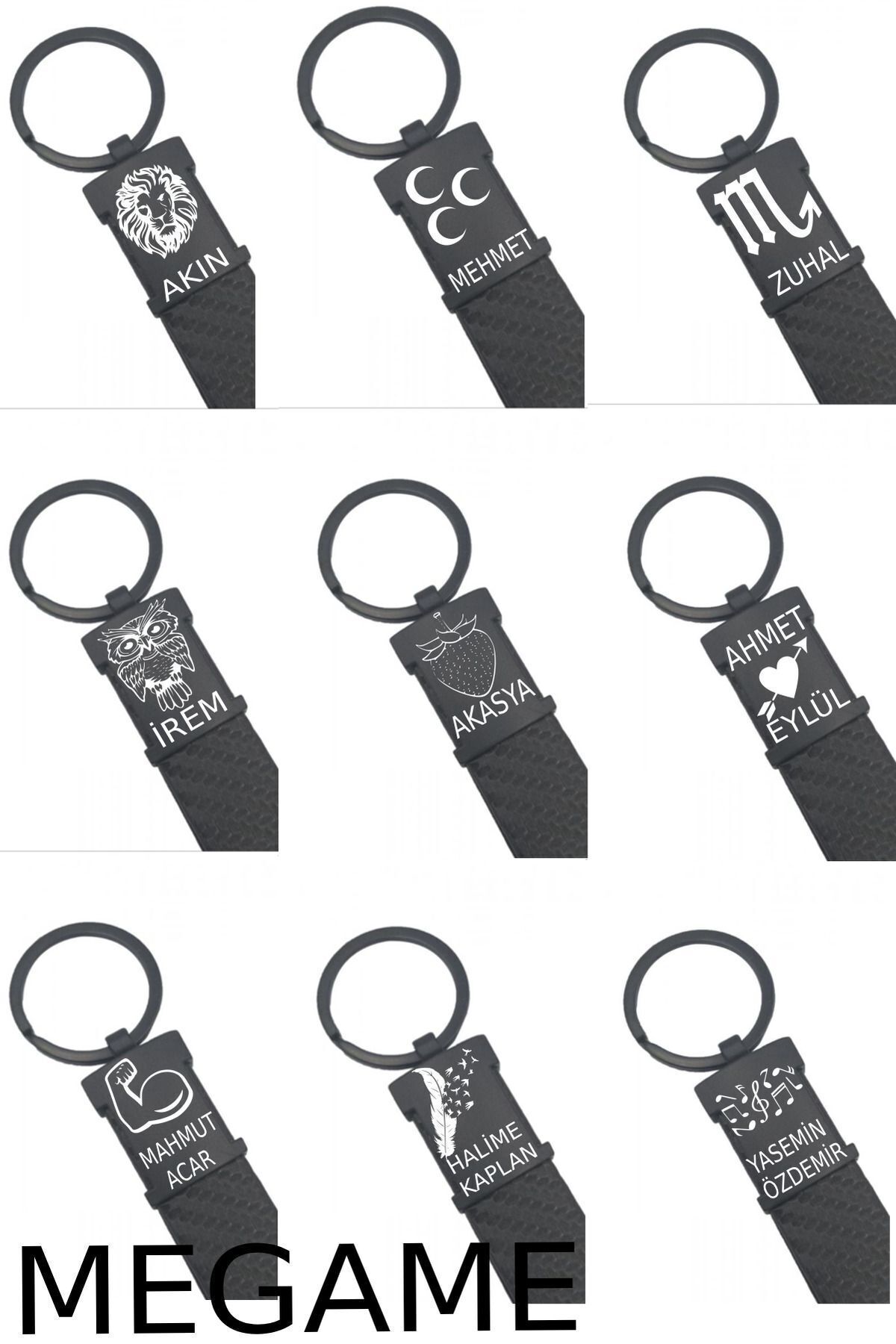 Kişiye Özel isim Logo Baskılı Suni siyah Deri Anahtarlık, Araç Oto Anahtarlık, isimli Anahtarlık.