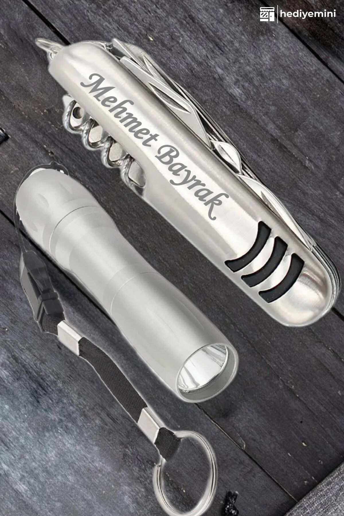 Anneler Günü Için Kişiye Özel Isimli Çok Fonksiyonlu Isviçre Çakı Fener Seti, Cep Araç Deprem