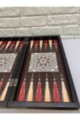 Ahşap Kalın Kasalı Lüx Tavla Seti, Desenli Tavla Seti, Modern Tavla,elegamce Tavla