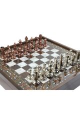 Lüks Metal Satranç Takımı - Birinci Sınıf Krom Kaplama 40x40 Cm Sandıklı Klasik Metal Satranç