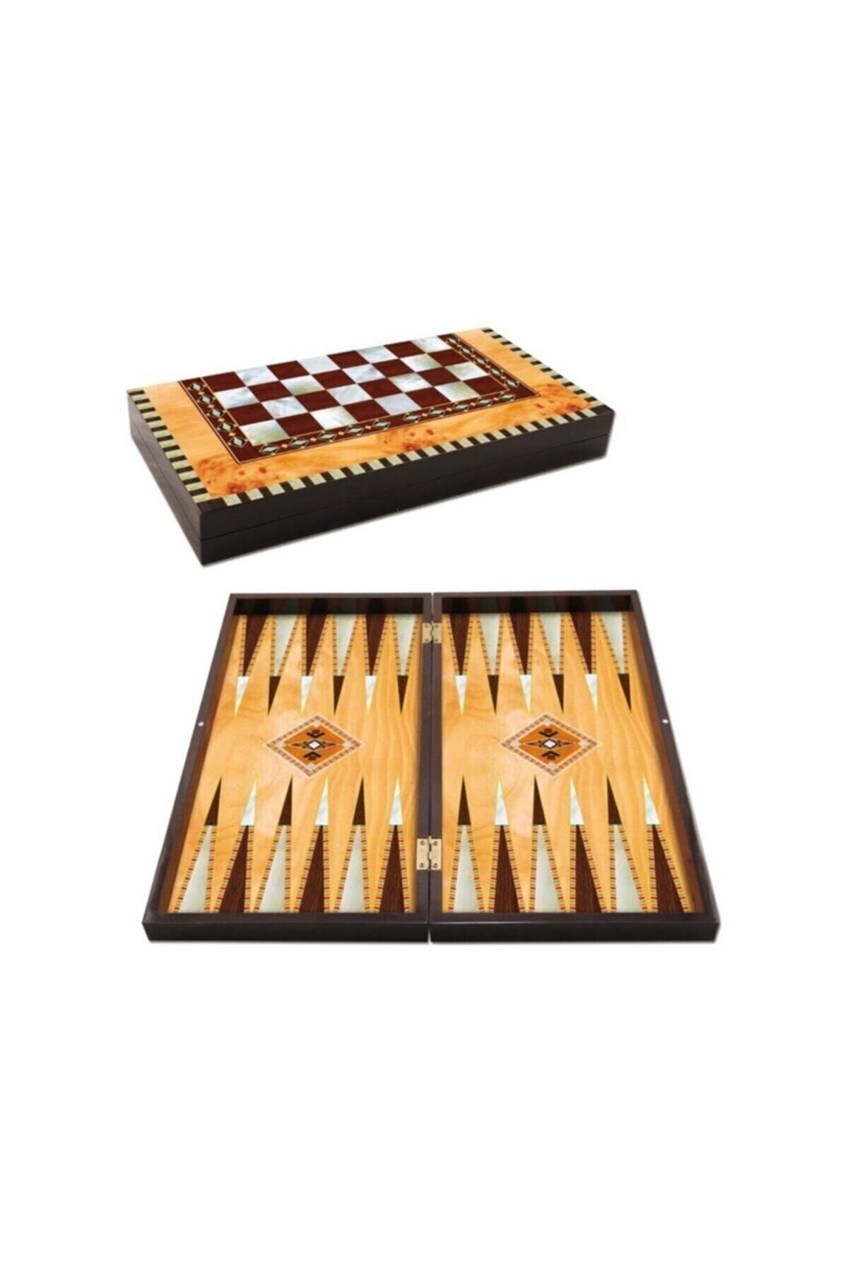Ahşap Pullu Tavla Dama Satranç Seti Star Sahra Tavla - Tavla Satranç Dama 3 Ü Bir Arada