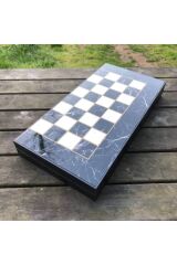 Mermer Desen Ahşap Satranç Seti, Lx Tavl Seti.