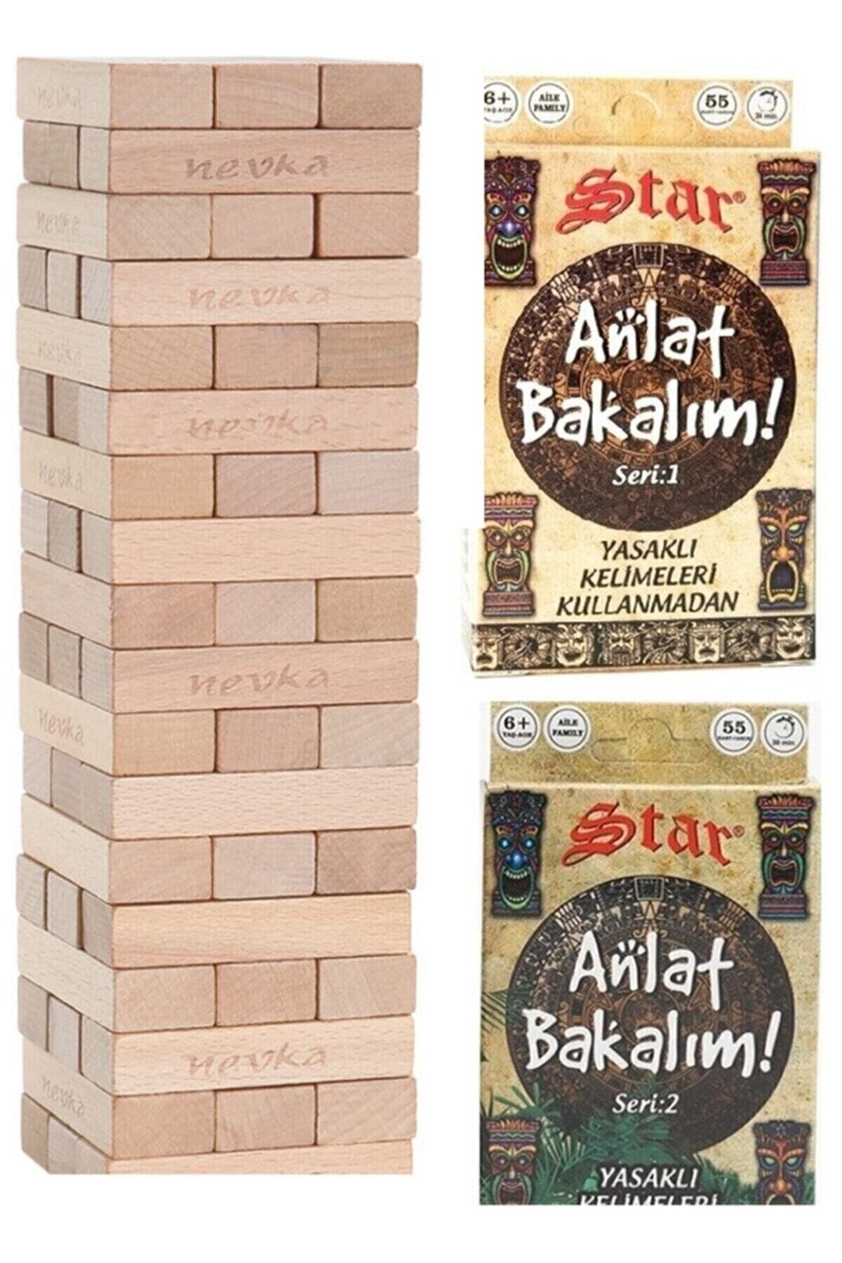54 Parça Jenga Seti, Büyükboy Jenga, Anlat Bakalın 1 Ve 2 Seri, Denge Oyunu