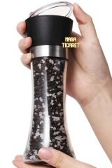 Tuz Ve Karabiber Öğütücü Seramik Bıçaklı Cam Gövdeli Değirmen Baharatlık Döner Başlıkl Tuzluk 1 Adet