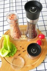 Tuz Ve Karabiber Öğütücü Seramik Bıçaklı Cam Gövdeli Değirmen Baharatlık Döner Başlıkl Tuzluk 1 Adet