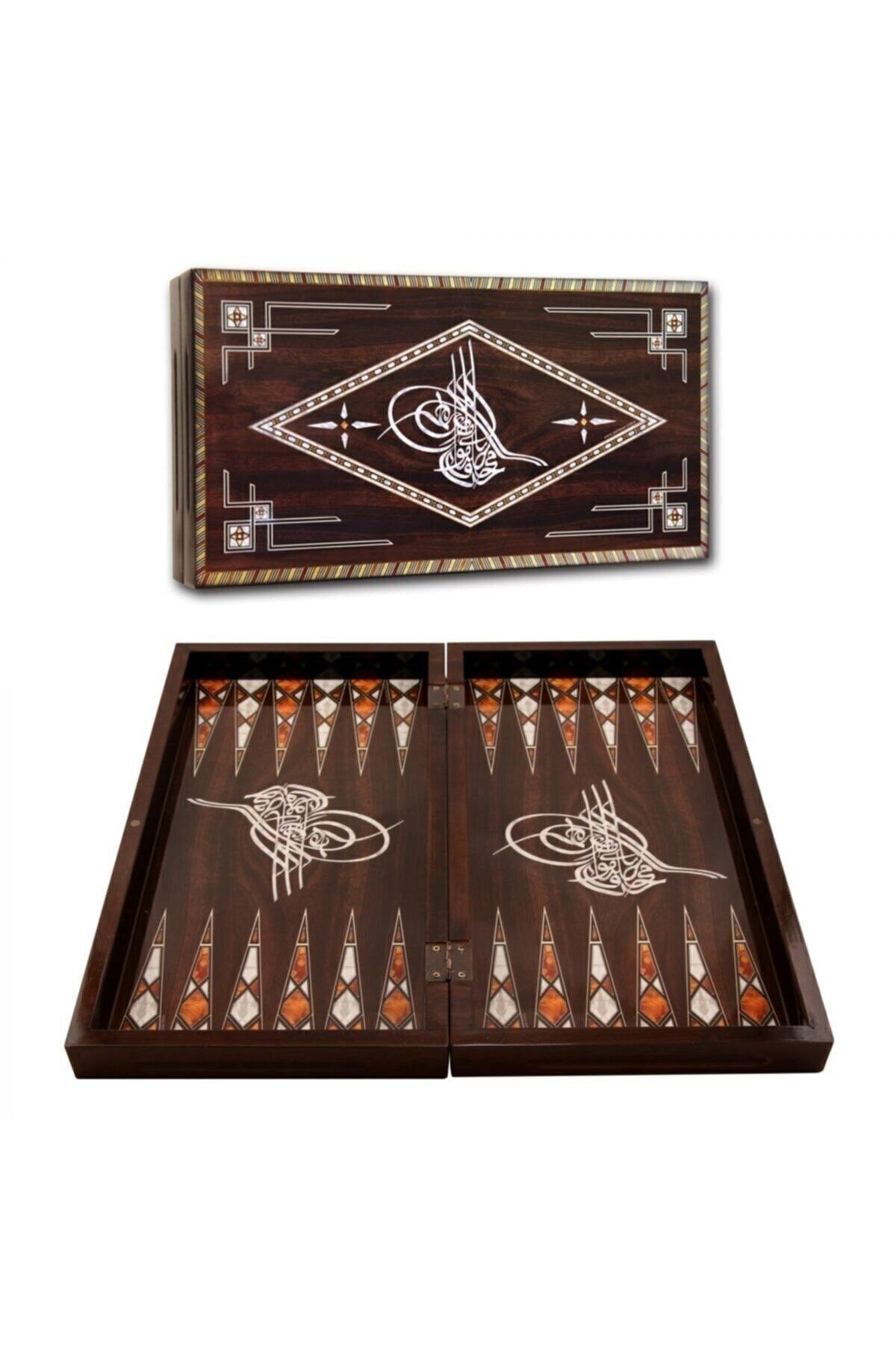 Osmanlı Desen Tavla, Kişiye Özel Hediyelik, Ahşap, Kalın Kasalı, Lüx, Cilalı Tavla
