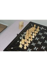 Orjinal El Yapımı Sedef Gömmeli Tavla, Tavla Satranç Seti. Ceviz Satranç Takımı